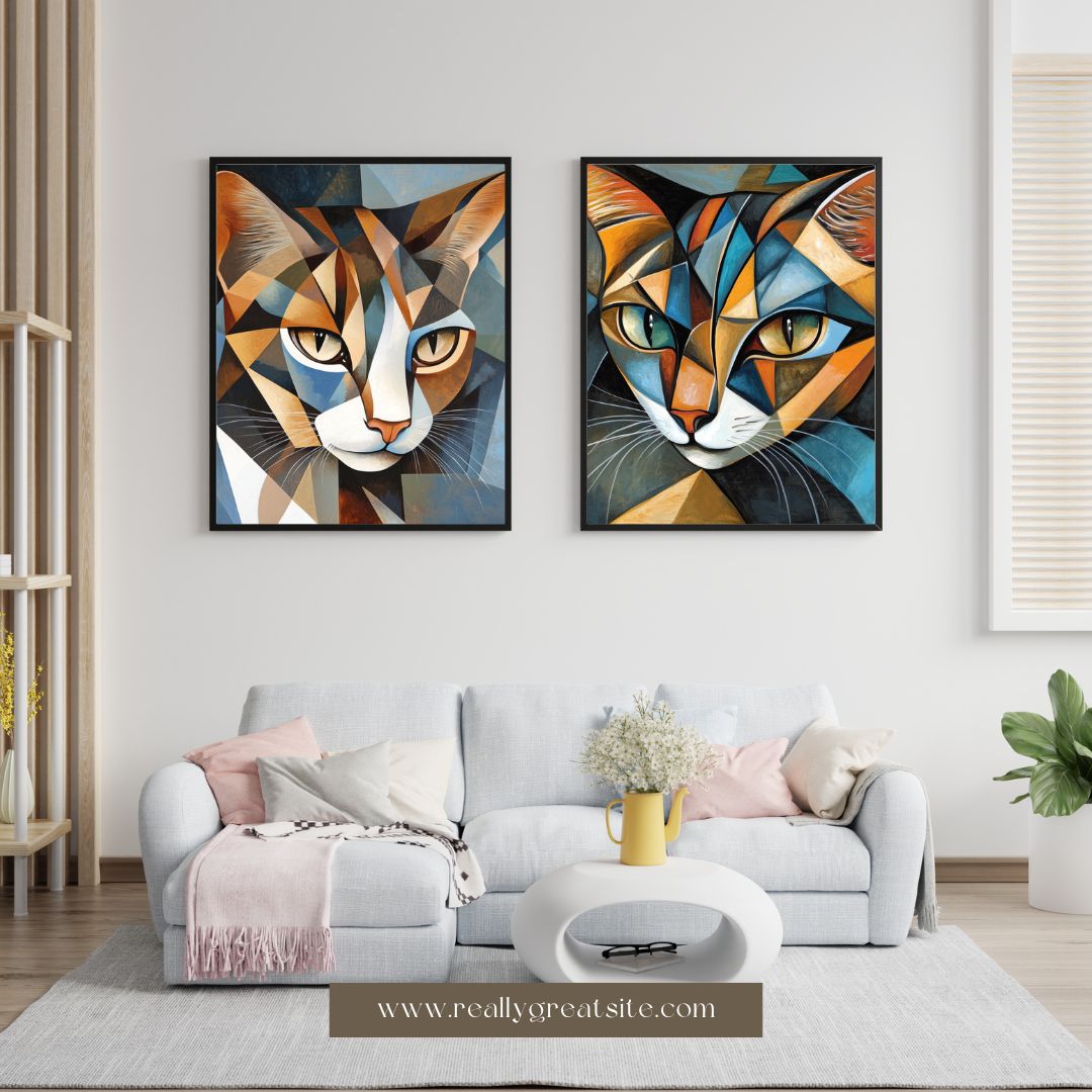 Geometric cat poster 12"x12"