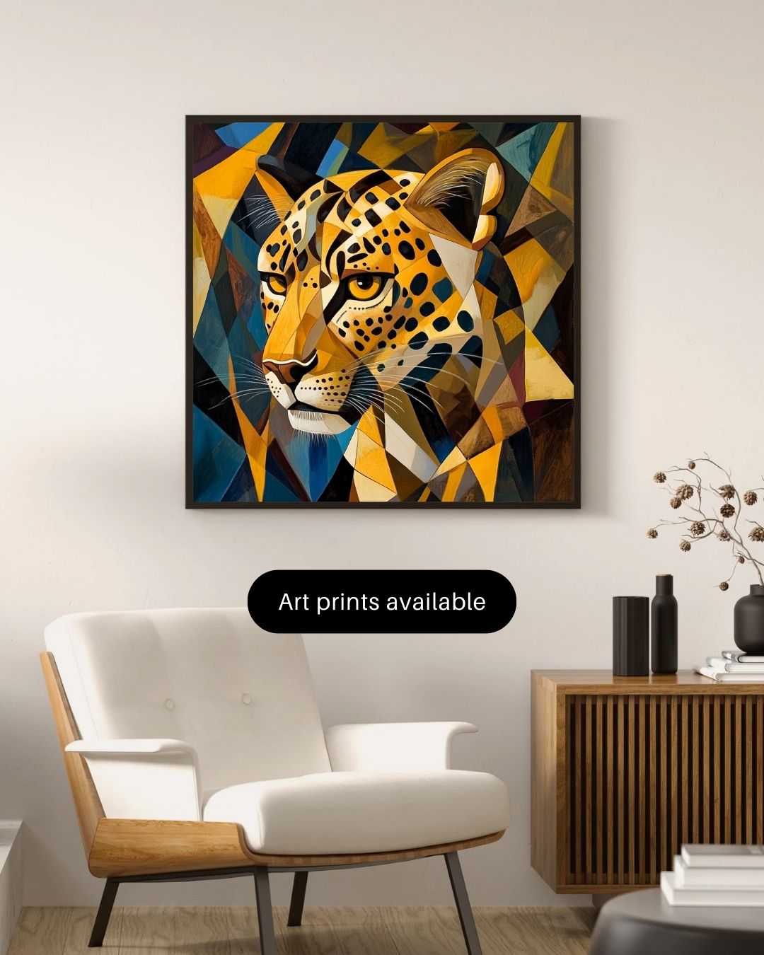 Geometric Leopard Art Print 12"x12"